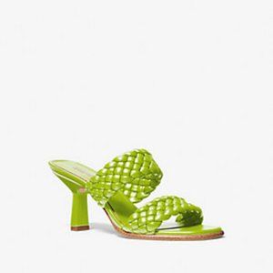 Michael Kors Lime Green Braided Mule Sandals